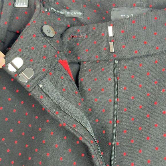Talbots High Waist Tapered Ankle Pants Plus Sz 18W Black Red Polka Dots Stretch - Picture 5 of 12